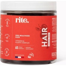 Rite Hair Sugar-Free Gummies, Saç Döküımesine Karşı 60 Vegan Sakız