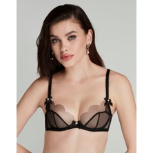 Agent Provocateur Lorna Siyah-Pembe Dantelli Plunge Destekli Sütyen - Şeffaf Tül & Avusturya Nakışı