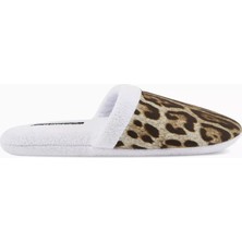 Dolce & Gabbana Casa Unisex Leopar Desenli Terlik, Pamuklu, Yumuşak & Rahat