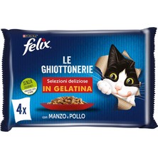 Felix Sığır Eti ve Tavuklu Kedi Yaş Maması Avantajlı Paket (4 x 12 x 85 Gr) 48'li