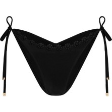Agent Provocateur Maiya Siyah Bikini Altı , Retro Çiçek Detaylı French Wet Look, Ayarlanabilir Arkası, Şık Yazlık