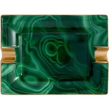 L'objet Malachite Porselen Kül Tablası 24K Altın Detaylı
