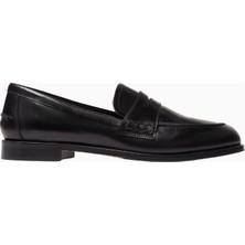 Aeyde Oscar Siyah Polished Calf Deri, Italyan El Işçiliği Loafer Ayakkabı