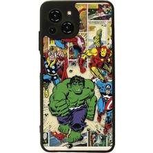 BG AKSESUAR Aksesuar Reeder S23 Pro ile Uyumlu Kılıf, Avengers Baskılı, Mat Siyah, Yumuşak Silikon, Şok Emici