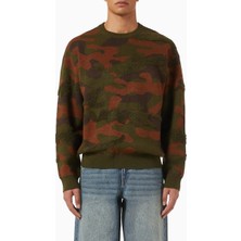Dime Camo Sweater In Chenille Knit, Kamuflaj Desenli Şönil Örgü Kazak, Rahat Kesim