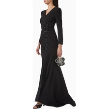 Ac By Aanchal Chanda  Embroidered Gown In Scuba Kumaş Nakışlı Kadın Elbise