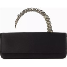 L'alingi Malika Clutch Siyah Saten, Kristal Saplı & Zarif 90’lar Esintili Gece Çantası