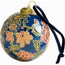 Crate & Barrel Blue Floral Cloisonn Christmas Tree Ornament El Boyama Metal Süs