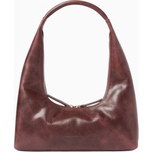 Marge Sherwood Small Hobo Omuz Çantası, Yıkamalı Bordo Deri ve Zarif Minimalist Tasarım