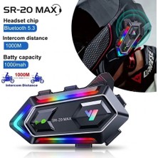 Serreha Sr-20 Max Motosiklet Interkom Kask Içi Bluetooth 5.3 Kulaklık - 1000MAH Batarya, Rgb Aydınlatmalı, 1000M Menzil
