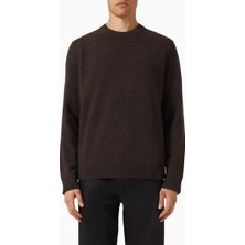 Samsoe & Samsoe Isak Kazak, %100 Merino Yün, Koyu Kahverengi Zamansız Stil