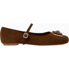 Kurt Geiger Pimlico Süet Kare Burunlu Lüks Tasarım Kadın Babet