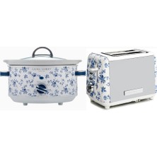 Laura Ashley China Rose 3,5 L Yavaş Pişirici ve 2 Dilimli Ekmek Kızartma Makinesi Seti