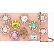 Kurt Geiger Crystal Box Taşlı Lüks Tasarım Kadın Clutch