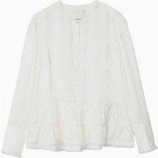 3.1 Phillip Lim Floral Jacquard Kenarı Püsküllü Tasarım Kadın Bluz