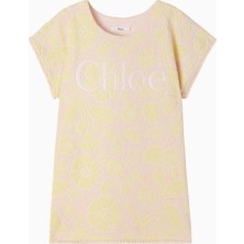 Chloe Chloé Kids Logolu Çiçek Desenli Pamuk Karışımlı Kız Çocuk Havlu Elbise