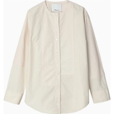 3.1 Phillip Lim Mixed Oxford Collarless %100 Pamuk Hakim Yaka Kadın Gömlek