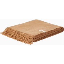 TBCo Cashmere Blanket, Camel Checker Stripe Kaşmir Battaniye