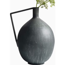 Crate & Barrel Corra 15" Tek Kollu Mat Siyah Demir Vazo, Modern Mimari Tasarım
