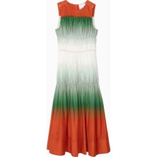 3.1 Phillip Lim Ombré Voile Büzgülü Lüks Tasarım Kadın Maxi Elbise