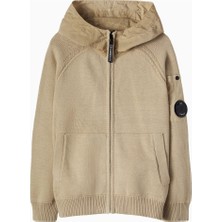 C.p. Company Kids Lens Bej Çocuk Fermuarlı Kapüşonlu Sweatshirt