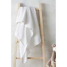 The White Company Saten Kenarlı Pamuklu Hücre Dokulu Bebek Battaniyesi