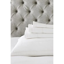 The White Company Siena Çift Sıra Kordonlu Supima Pamuk Saten Düz Çarşaf