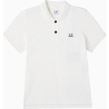 C.p. Company Kids Logolu Beyaz Erkek Çocuk Polo Yaka Tişört