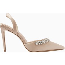 Nass Sandra 100 Kristal Işlemeli Saten Slingback Stiletto, Şık ve Zarif