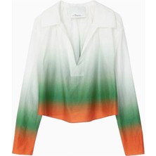 3.1 Phillip Lim Ombré Voile Ipek-Pamuk Lüks Tasarım Kadın Bluz