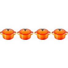 Le Creuset 4’lü Lüks Tasarım Mini Seramik Tencere Seti 250 ml