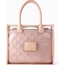 Beautifect Vegan Deri Tote Çanta Şeffaf Panelli, Şık & Seyahat Dostu