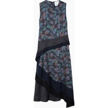 3.1 Phillip Lim Desert Flower Drapeli Desenli Lüks Tasarım Kadın Elbise