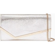 Jimmy Choo Jımmy Choo Emmie Glitter Clutch Çanta, Simli Deri, Zincir Askılı Lüks Gece Tasarımı