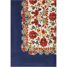 La Doublej Windflower Placée %100 Keten, Italyan Tasarımı Masa Örtüsü Mavi