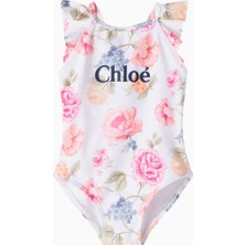 Chloe Chloé Kids Logolu Çiçek Desenli Kız Bebek Mayo