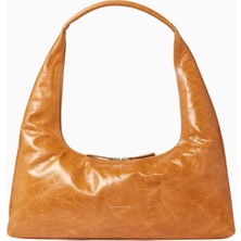 Marge Sherwood Large Hobo Omuz Çantası, Kahverengi Kırışık Deri ve Şık Günlük Tasarım