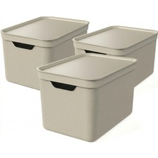 Rotho Jive Deco Kapaklı Depolama Kutusu 16 L (3'lü Set)
