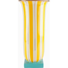 Jonathan Adler Portofino Çizgili Porselen Dekoratif Tasarım Vazo