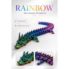 Loresia 3D Baskı Rainbow Renk Geçişli Hareketli Ejderha Oyuncak 40 cm | Esnek Eklemli Dragon Figür | Stres Oyuncağı