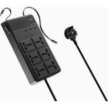 Powerology 2500W 6 Ac Power Strip Geri Çekilebilir Kablolu Priz