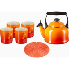 Le Creuset 6 Parça Lüks Tasarım Çay Seti Çaydanlık ve Kupalar
