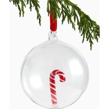 Crate & Barrel Glass Candy Cane Christmas Ornament Cam Şeker Çubuğu Yılbaşı Süsü