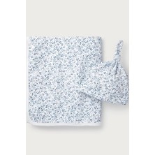 The White Company Organik Pamuklu Clementine Desenli Battaniye ve Şapka Seti