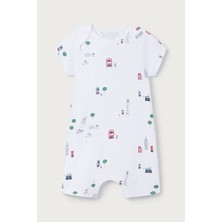 The White Company Organik Pamuklu Londra Desenli Bebek Shortie Uyku Tulumu