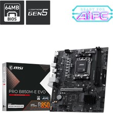 MSI Msı Pro Pro B850M-E Evo Amd B850 Am5 Ddr5 8200MT/S Matx Anakart