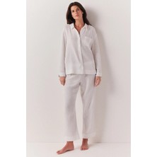 The White Company Dikiş Detaylı Organik Çift Kat Pamuklu Kadın Pijama Takımı