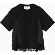 3.1 Phillip Lim Saten ve Dantel Detaylı Lüks Tasarım Kadın T-Shirt
