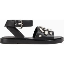 3.1 Phillip Lim Nadine Kristal Süslemeli %100 Deri Lüks Tasarım Kadın Sandalet