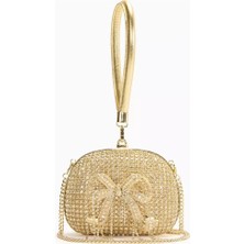 Self-Portrait Self-Portraıt Crystal Clutch Altın Kristal Zincir & Fiyonk Detaylı Gece Çantası